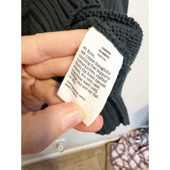 KOTN Womens Hamatah Knit Sweater Pullover Crew Neck Ribbed Trim Black Small - Picture 6 of 8